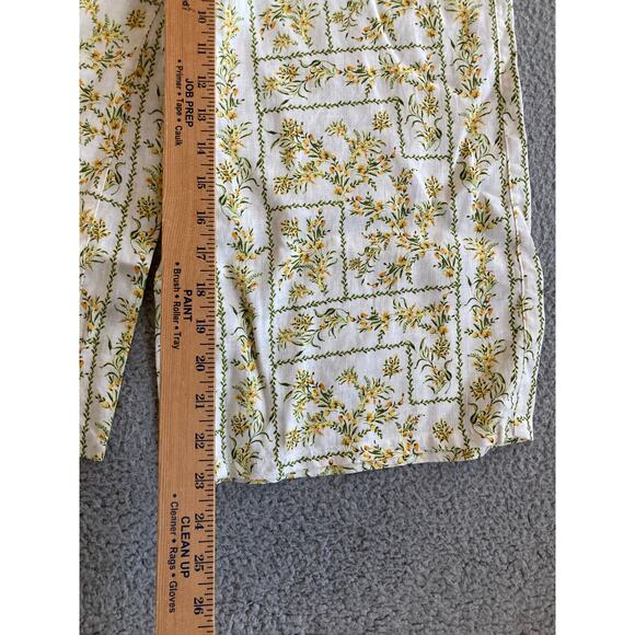 Joie Pants Small Linen Wide Leg Crop Floral High Rise Pull On Boho Beach Yellow - Picture 11 of 15